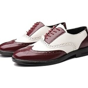 Two-Tone Oxford Shoes - Burgundy and White Size 9 men